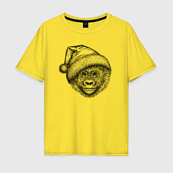 Футболка оверсайз мужская Новогодний детеныш гориллы, цвет: желтый