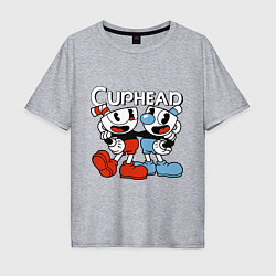 Мужская футболка оверсайз Cuphead and Mugman