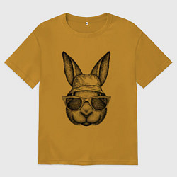 Футболка оверсайз мужская Зайка-хипстер, цвет: горчичный
