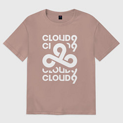 Футболка оверсайз мужская Cloud9 - in logo, цвет: пыльно-розовый