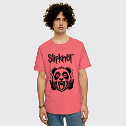 Футболка оверсайз мужская Slipknot - rock panda, цвет: коралловый — фото 2