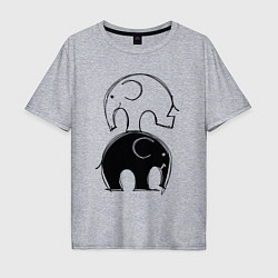 Футболка оверсайз мужская Cute elephants, цвет: меланж