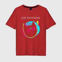 Футболка оверсайз мужская Joy Division rock star cat, цвет: красный