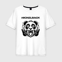 Футболка оверсайз мужская Nickelback - rock panda, цвет: белый