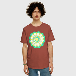 Футболка оверсайз мужская Мандала зеленых оттенков, цвет: кирпичный — фото 2