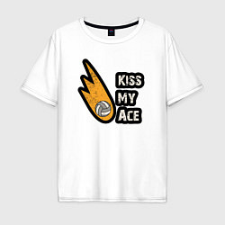 Футболка оверсайз мужская Kiss my ace volleyball, цвет: белый