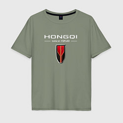 Футболка оверсайз мужская Hongqi - logo, цвет: авокадо