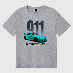 Футболка оверсайз мужская Cпортивный автомобиль Porsche, цвет: меланж