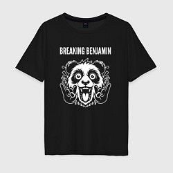 Футболка оверсайз мужская Breaking Benjamin rock panda, цвет: черный