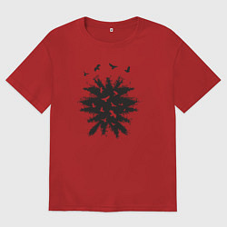 Футболка оверсайз мужская Лесные птички, цвет: красный