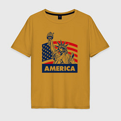 Футболка оверсайз мужская Free America, цвет: горчичный