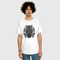 Футболка оверсайз мужская Серьёзная сова, цвет: белый — фото 2