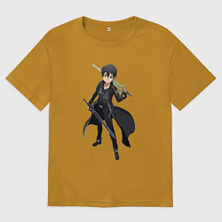 Футболка оверсайз мужская Мастера Меча Онлайн Кадзуто Киригая, цвет: горчичный