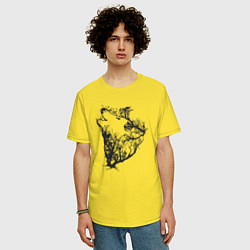 Футболка оверсайз мужская Свободный волк, цвет: желтый — фото 2