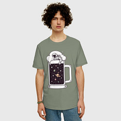 Футболка оверсайз мужская Космический пивас, цвет: авокадо — фото 2