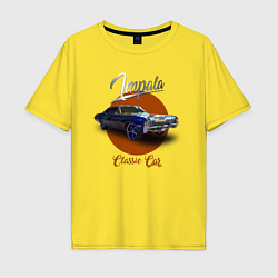 Футболка оверсайз мужская Американская автоклассика Chevrolet Impala, цвет: желтый