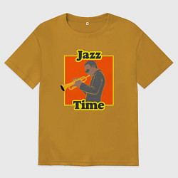 Футболка оверсайз мужская Время джаза, цвет: горчичный