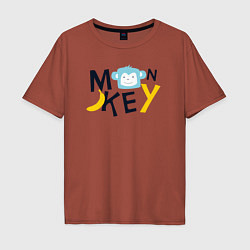 Футболка оверсайз мужская Banana monkey, цвет: кирпичный