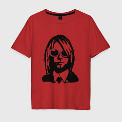 Футболка оверсайз мужская Kurt Cobain Nirvana portrait, цвет: красный