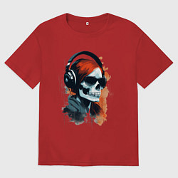 Мужская футболка оверсайз Grunge redhead girl skull