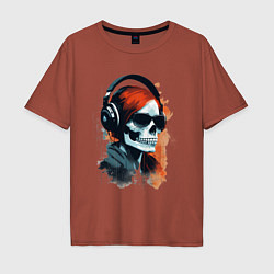 Футболка оверсайз мужская Grunge redhead girl skull, цвет: кирпичный