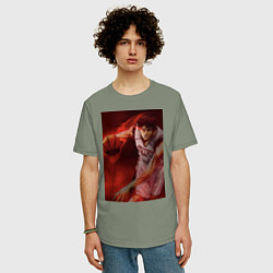 Футболка оверсайз мужская Баскетбол Тайга Кагами, цвет: авокадо — фото 2