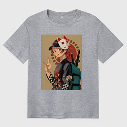 Футболка оверсайз мужская Тандзиро Камадо Арт, цвет: меланж