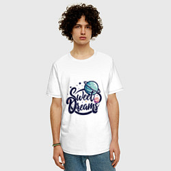 Футболка оверсайз мужская Sweet dreams космос, цвет: белый — фото 2