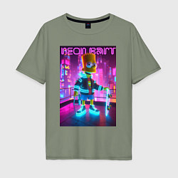 Мужская футболка оверсайз Neon Bart - with skateboard ai art fantasy