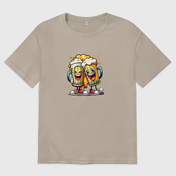 Футболка оверсайз мужская Живи на полную катушку, цвет: миндальный