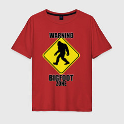 Мужская футболка оверсайз Предупреждающий знак Bigfoot zone