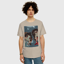 Футболка оверсайз мужская Лянь Се наследный принц, цвет: миндальный — фото 2