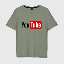 Футболка оверсайз мужская You tube logo, цвет: авокадо