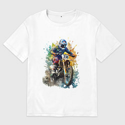 Футболка оверсайз мужская Мотокросс, цвет: белый