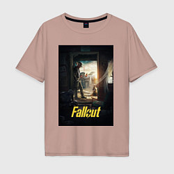 Футболка оверсайз мужская Fallout - The Ghoul, цвет: пыльно-розовый