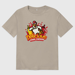 Футболка оверсайз мужская Жареный цыплёнок, цвет: миндальный