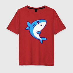 Футболка оверсайз мужская Дружелюбная акула, цвет: красный