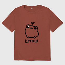 Футболка оверсайз мужская Милая смешная лягушка штош, цвет: кирпичный