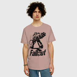 Футболка оверсайз мужская Фоллаут - силовая броня, цвет: пыльно-розовый — фото 2