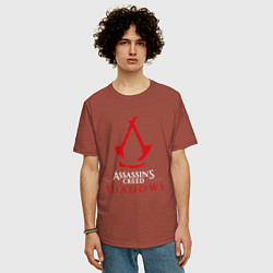 Футболка оверсайз мужская Assassins creed shadows logo, цвет: кирпичный — фото 2