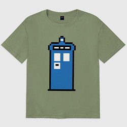 Футболка оверсайз мужская Tardis pixels, цвет: авокадо