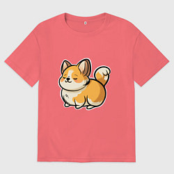 Мужская футболка оверсайз Милый корги пухленький