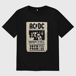 Футболка оверсайз мужская ACDC винтажный постер, цвет: черный