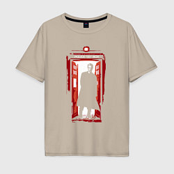 Футболка оверсайз мужская Tardis red, цвет: миндальный