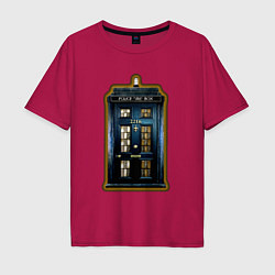 Футболка оверсайз мужская Tardis Sherlock, цвет: маджента