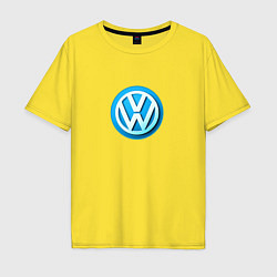 Футболка оверсайз мужская Volkswagen logo blue, цвет: желтый