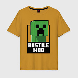 Футболка оверсайз мужская Minecraft hostile mob, цвет: горчичный