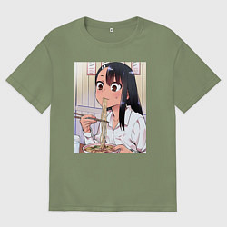 Футболка оверсайз мужская Не издевайся, Нагаторо Хаясэ, цвет: авокадо