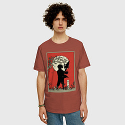 Футболка оверсайз мужская Реинкарнация безработного Рудеус Грейрат, цвет: кирпичный — фото 2