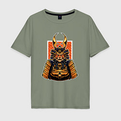 Мужская футболка оверсайз Тигр - самурай